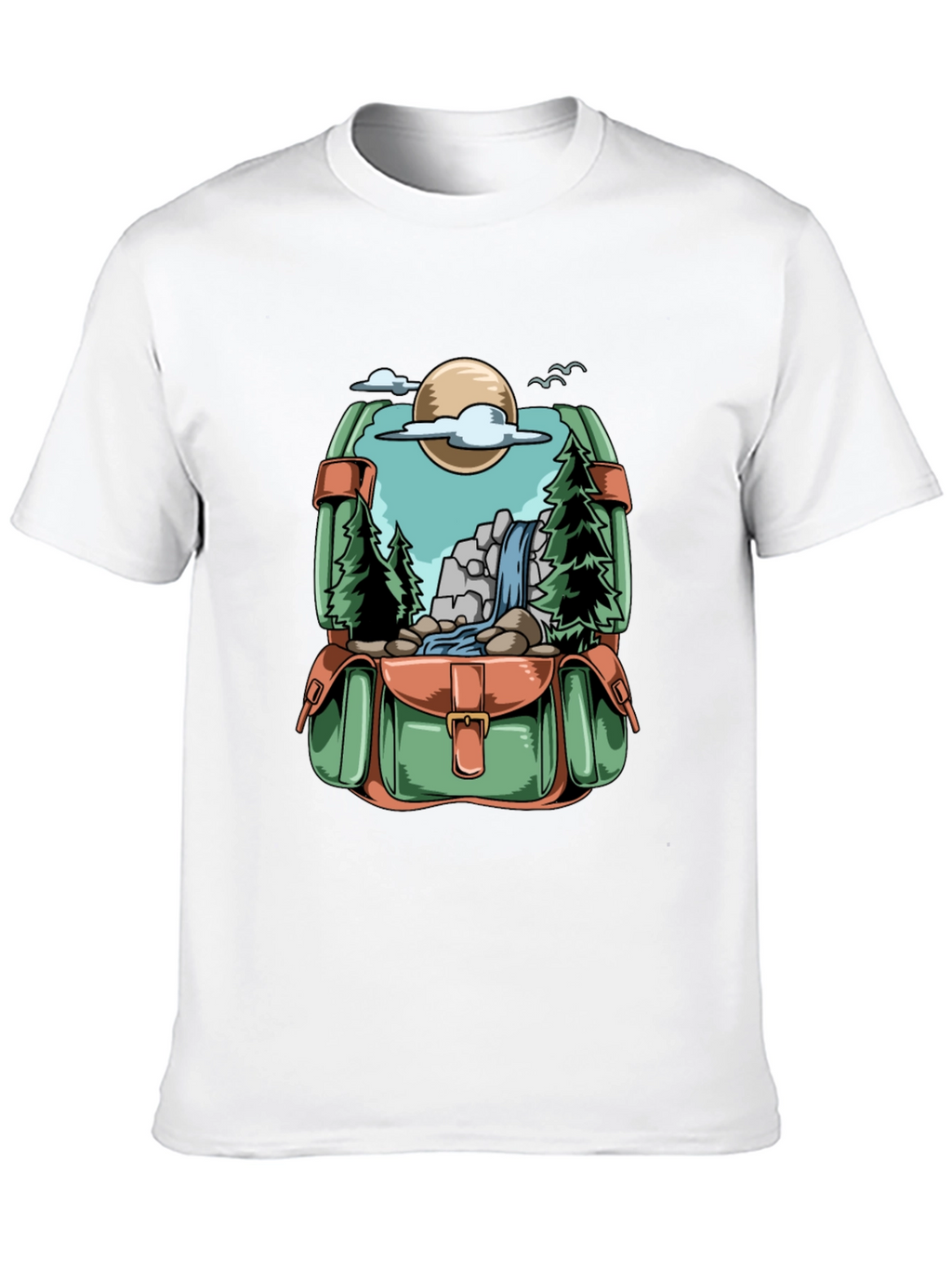 Backpack Adventure T-Shirt - Nature Scene Graphic Tee