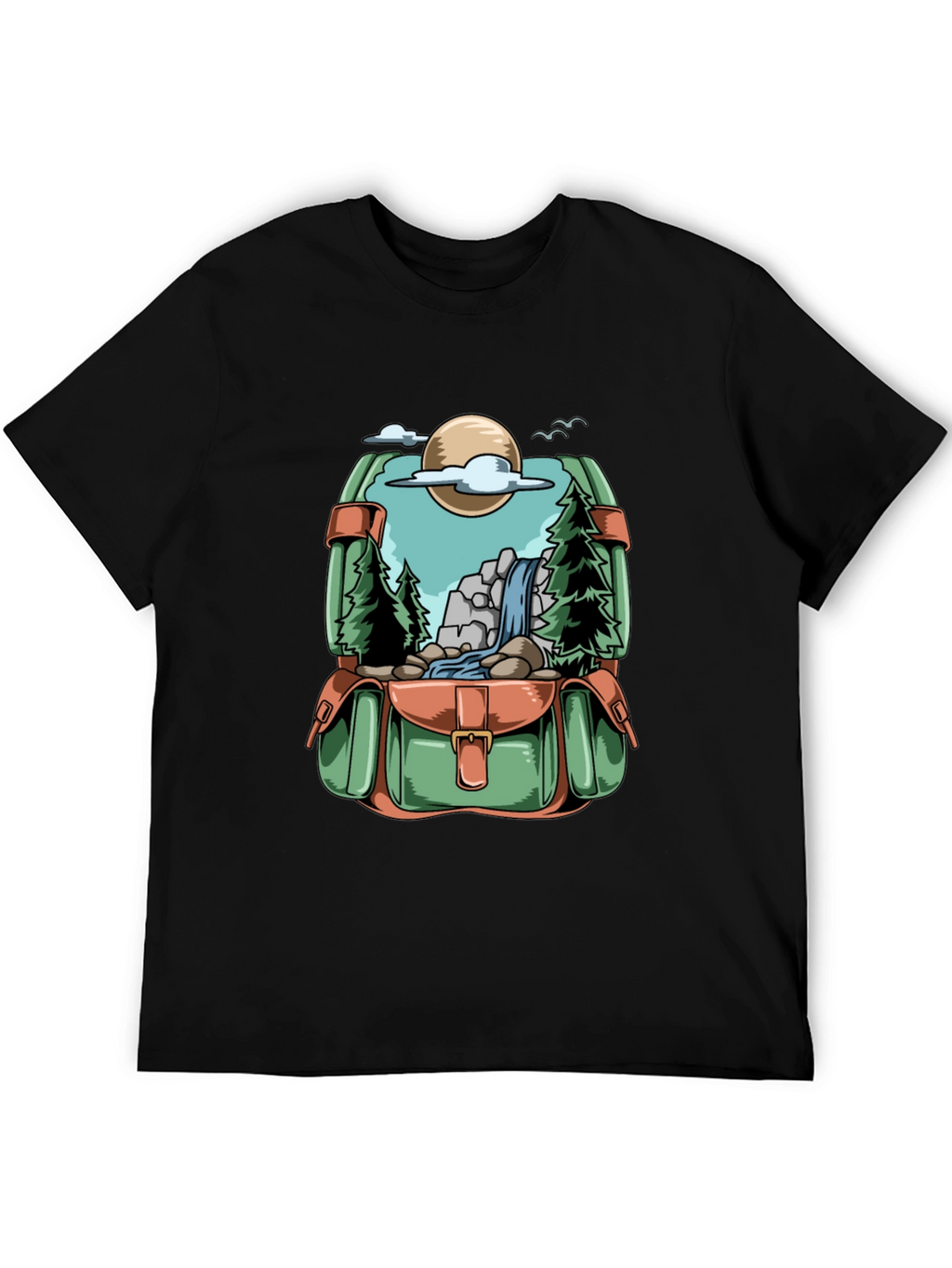 Backpack Adventure T-Shirt - Nature Scene Graphic Tee