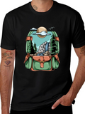 Backpack Adventure T-Shirt - Nature Scene Graphic Tee