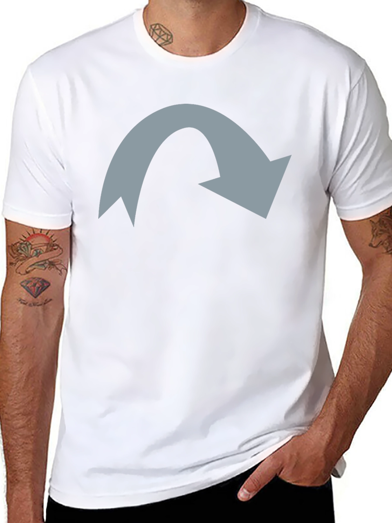 Mens Black T-Shirt with Grey Arrow Graphic