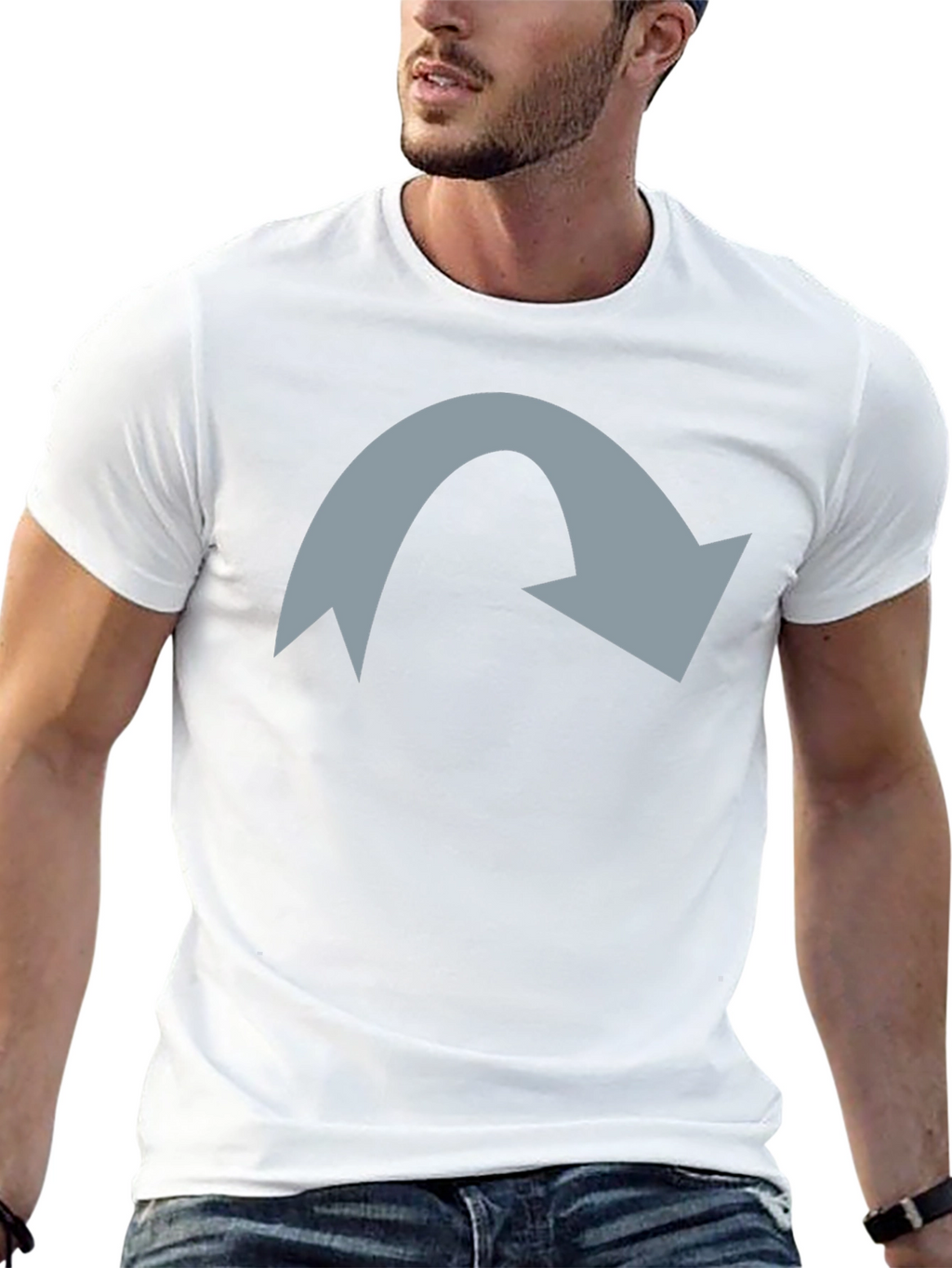 Mens Black T-Shirt with Grey Arrow Graphic