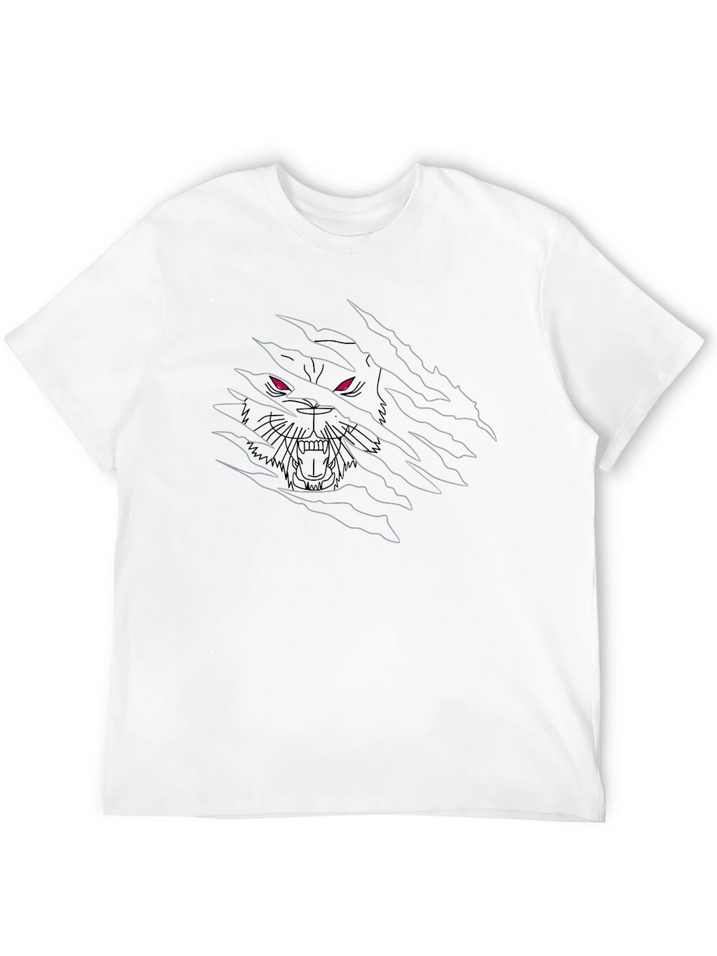 Mens Black T-Shirt with Wolf Design