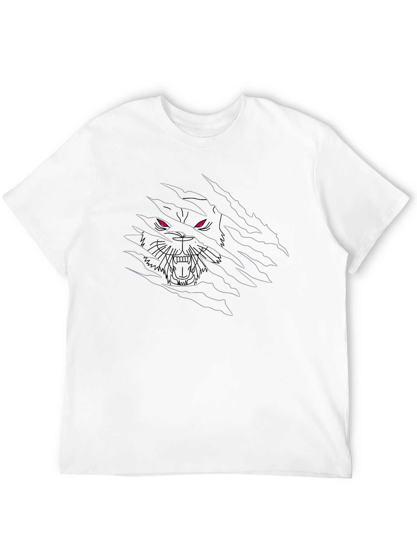 Mens Black T-Shirt with Wolf Design