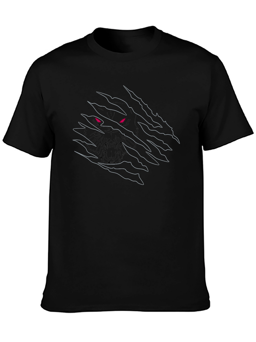 Mens Black T-Shirt with Wolf Design