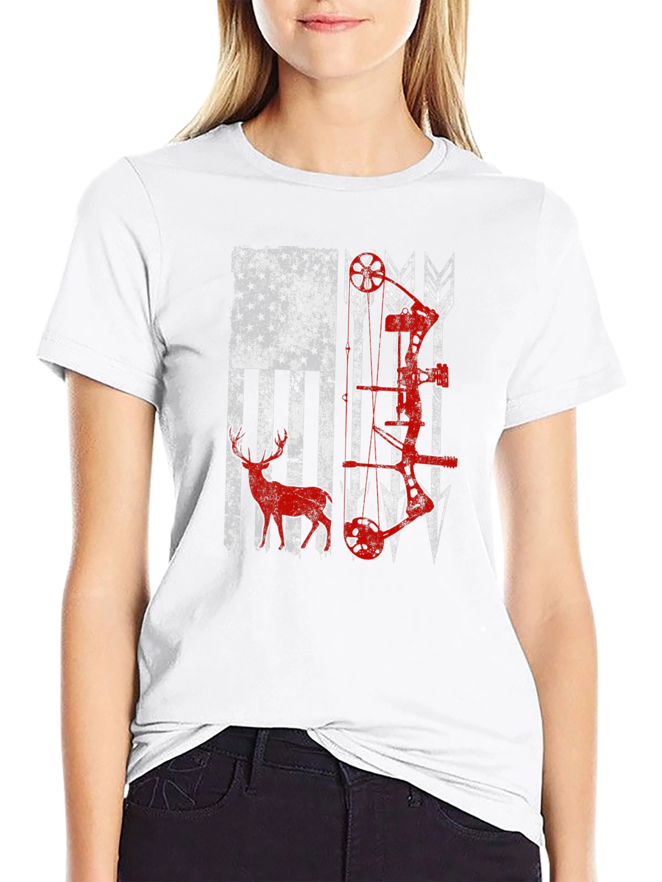 American Flag Deer & Bow Hunting T-Shirt
