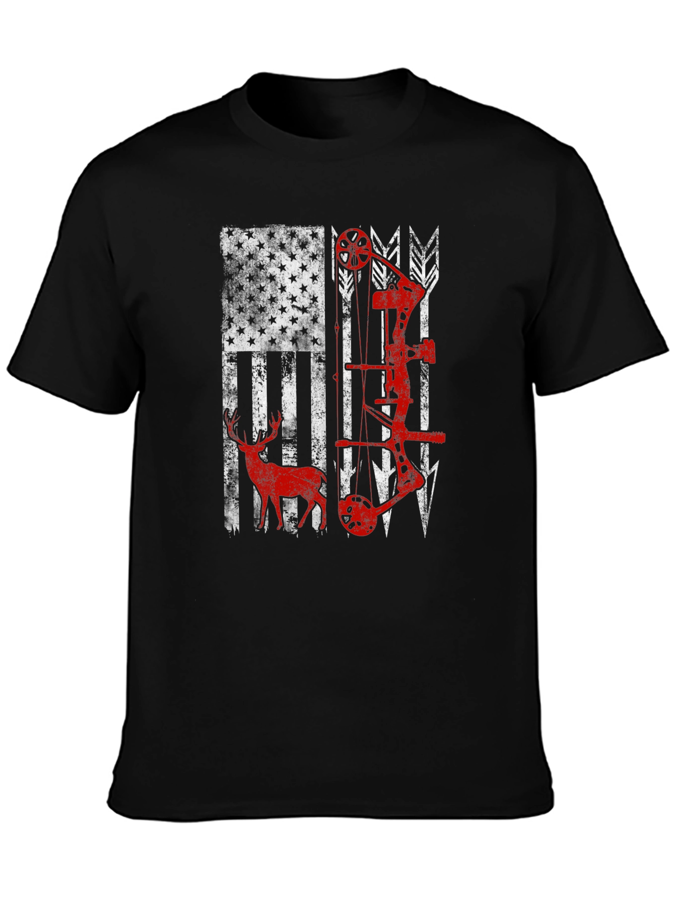 American Flag Deer & Bow Hunting T-Shirt