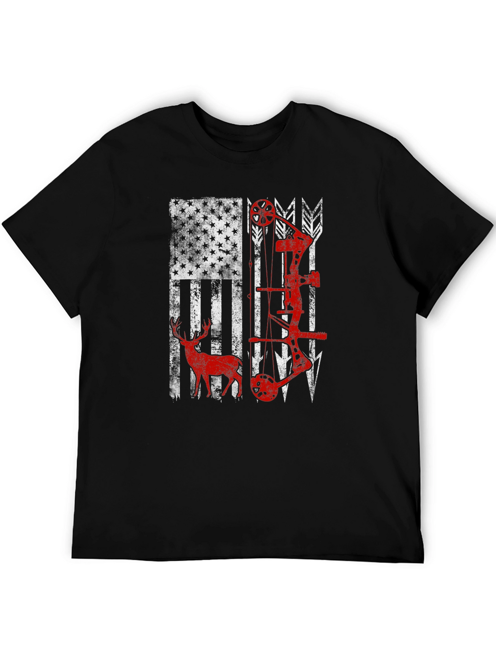 American Flag Deer & Bow Hunting T-Shirt