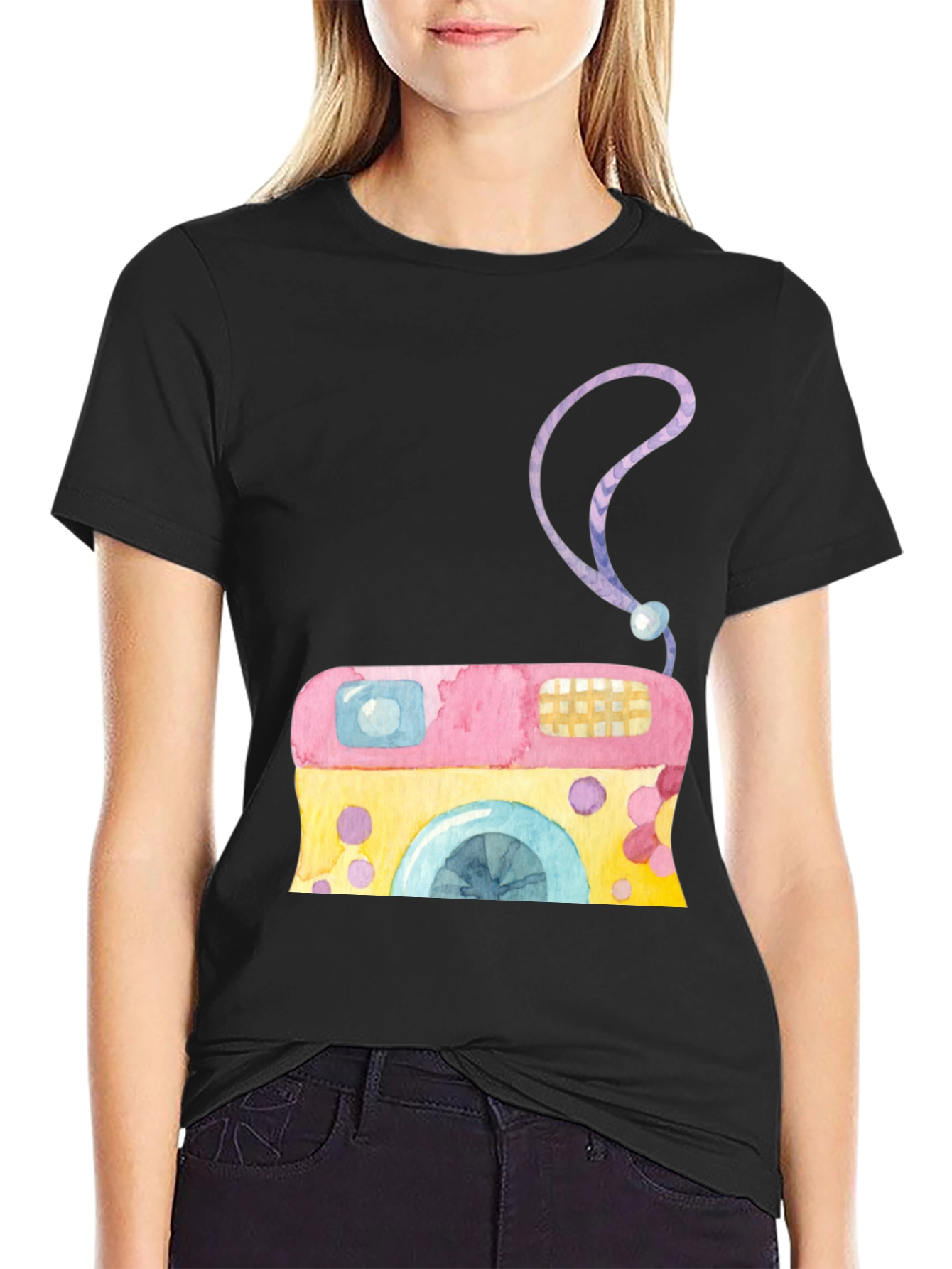 Watercolor Camera Graphic Tee