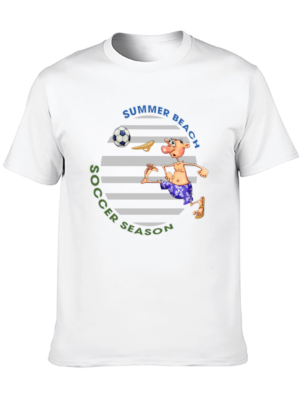 Summer Beach Soccer Season T-Shirt - Funny Cartoon Tee