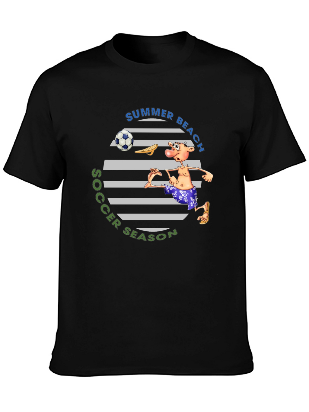 Summer Beach Soccer Season T-Shirt - Funny Cartoon Tee