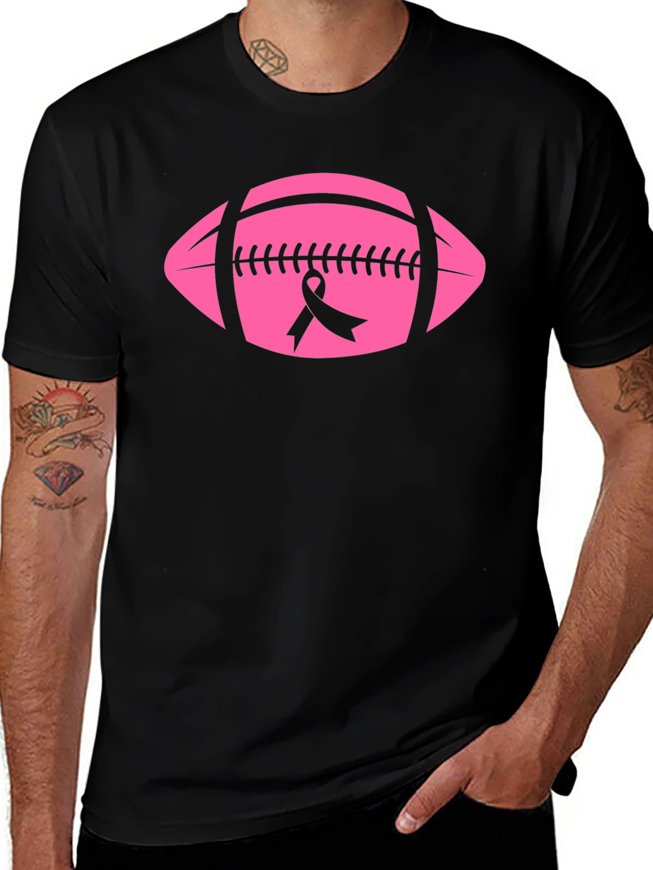 Pink Football Breast Cancer Awareness T-Shirt