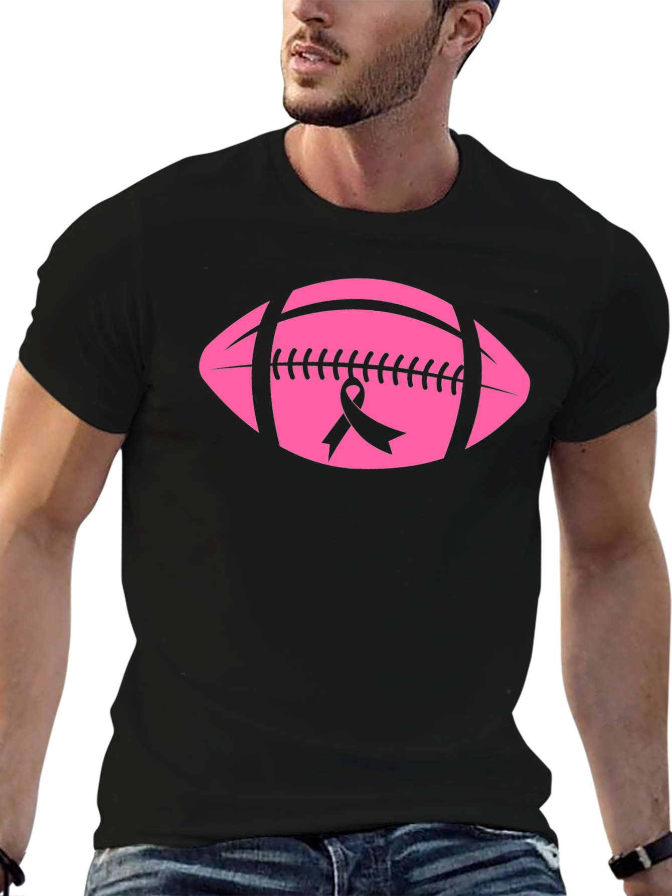 Pink Football Breast Cancer Awareness T-Shirt