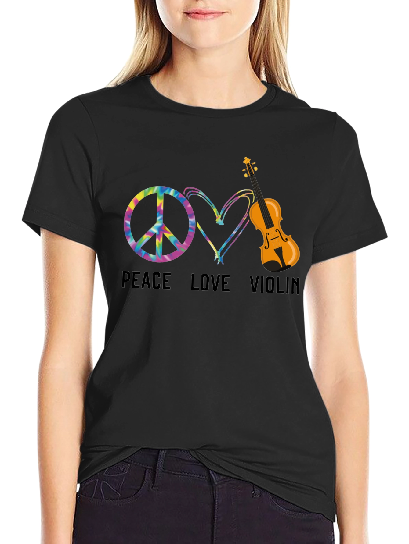 Peace Love Violin T-Shirt - Music Lover Tee