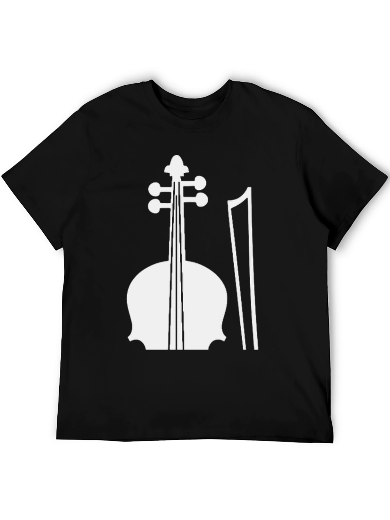 Black T-Shirt with White Cello Graphic