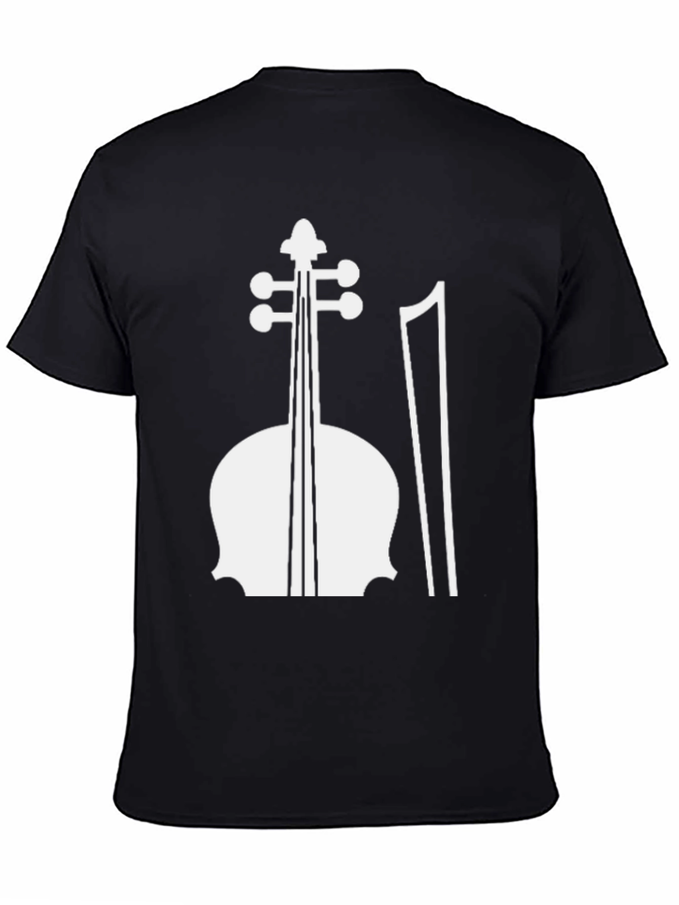 Black T-Shirt with White Cello Graphic