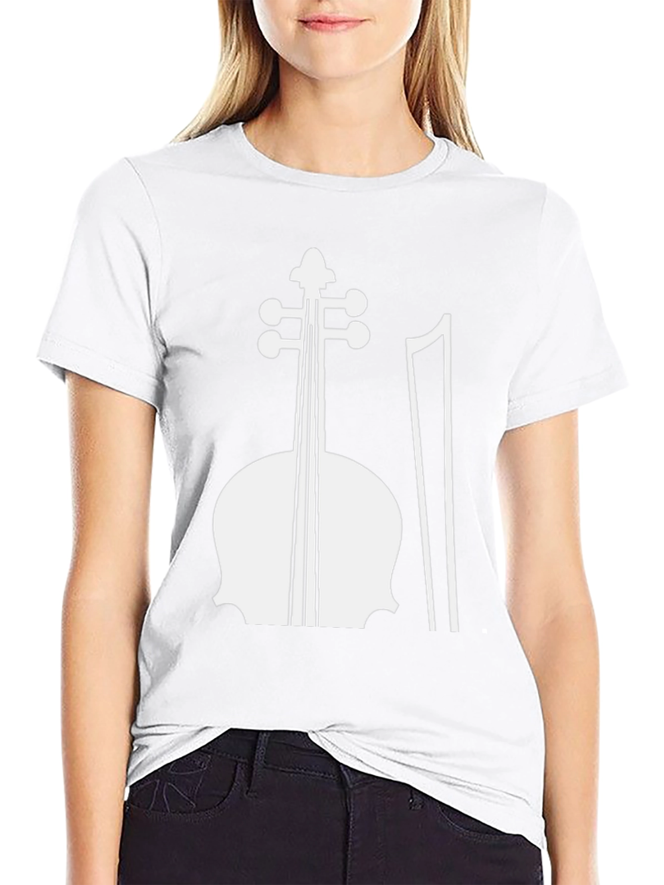 Black T-Shirt with White Cello Graphic