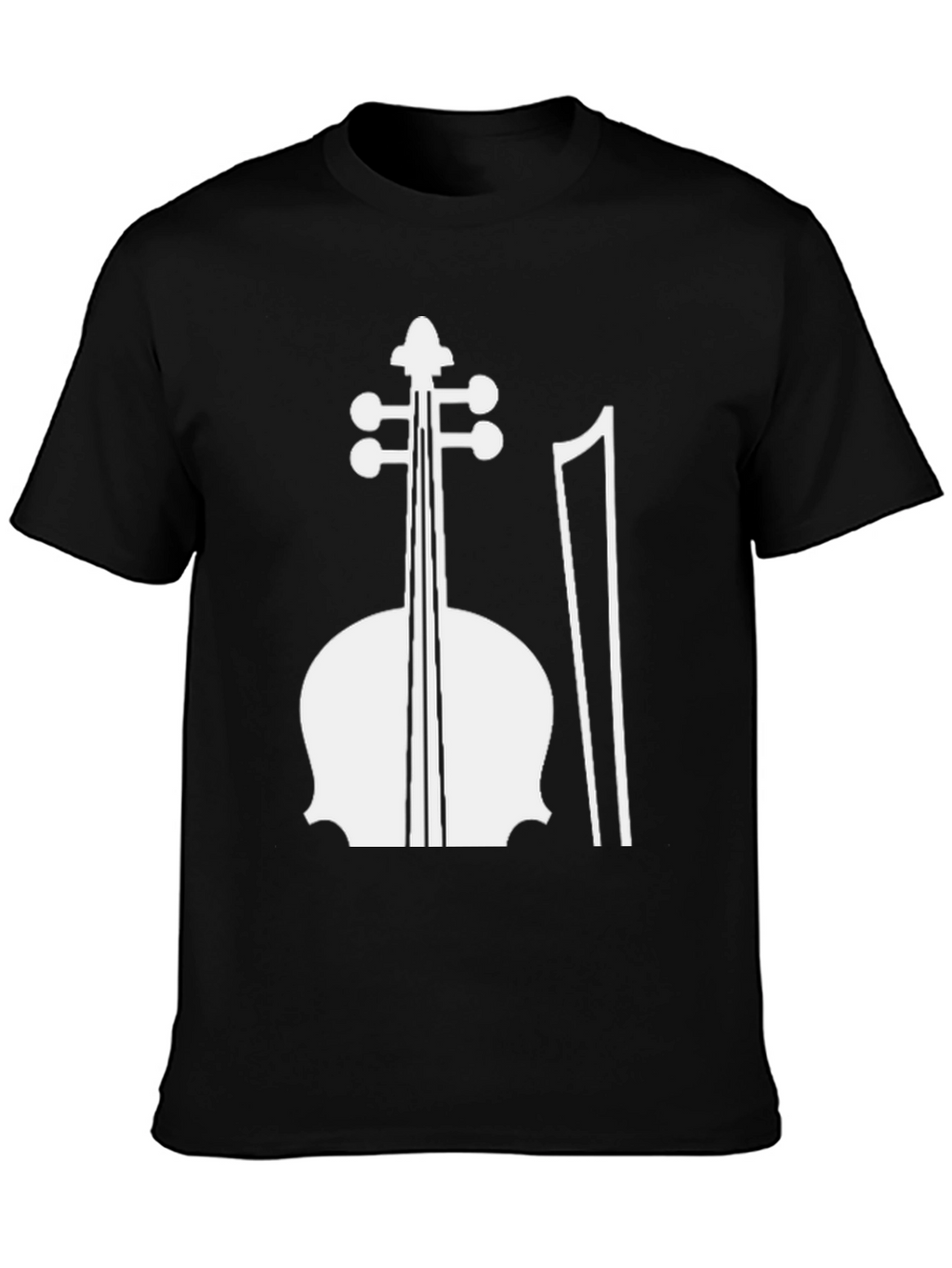 Black T-Shirt with White Cello Graphic