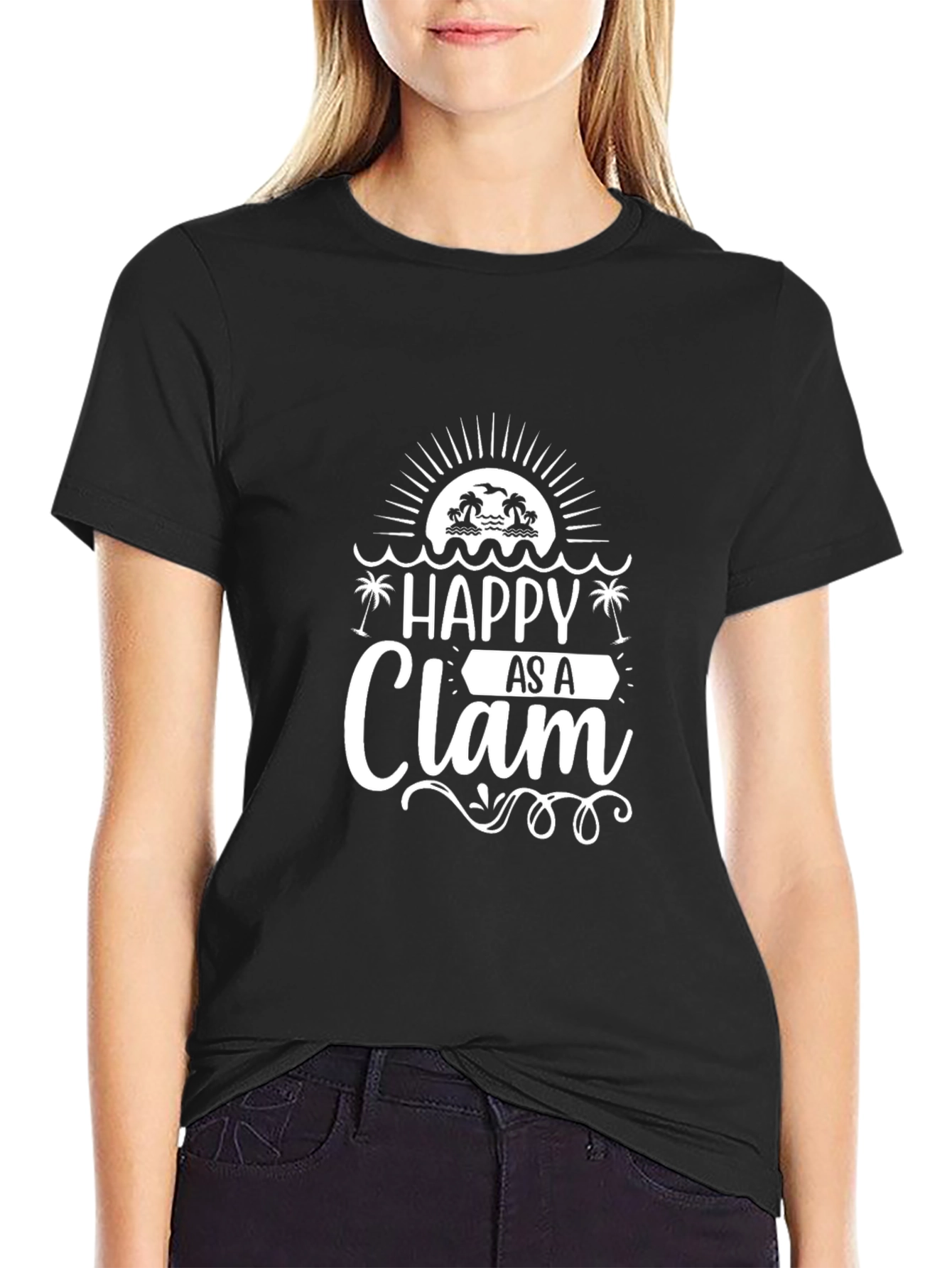 Happy as a Clam Graphic T-Shirt - Beach Vibes