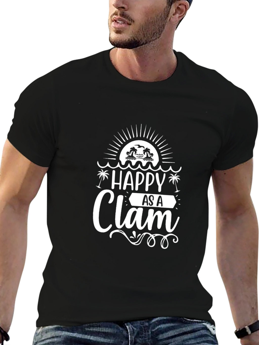 Happy as a Clam Graphic T-Shirt - Beach Vibes
