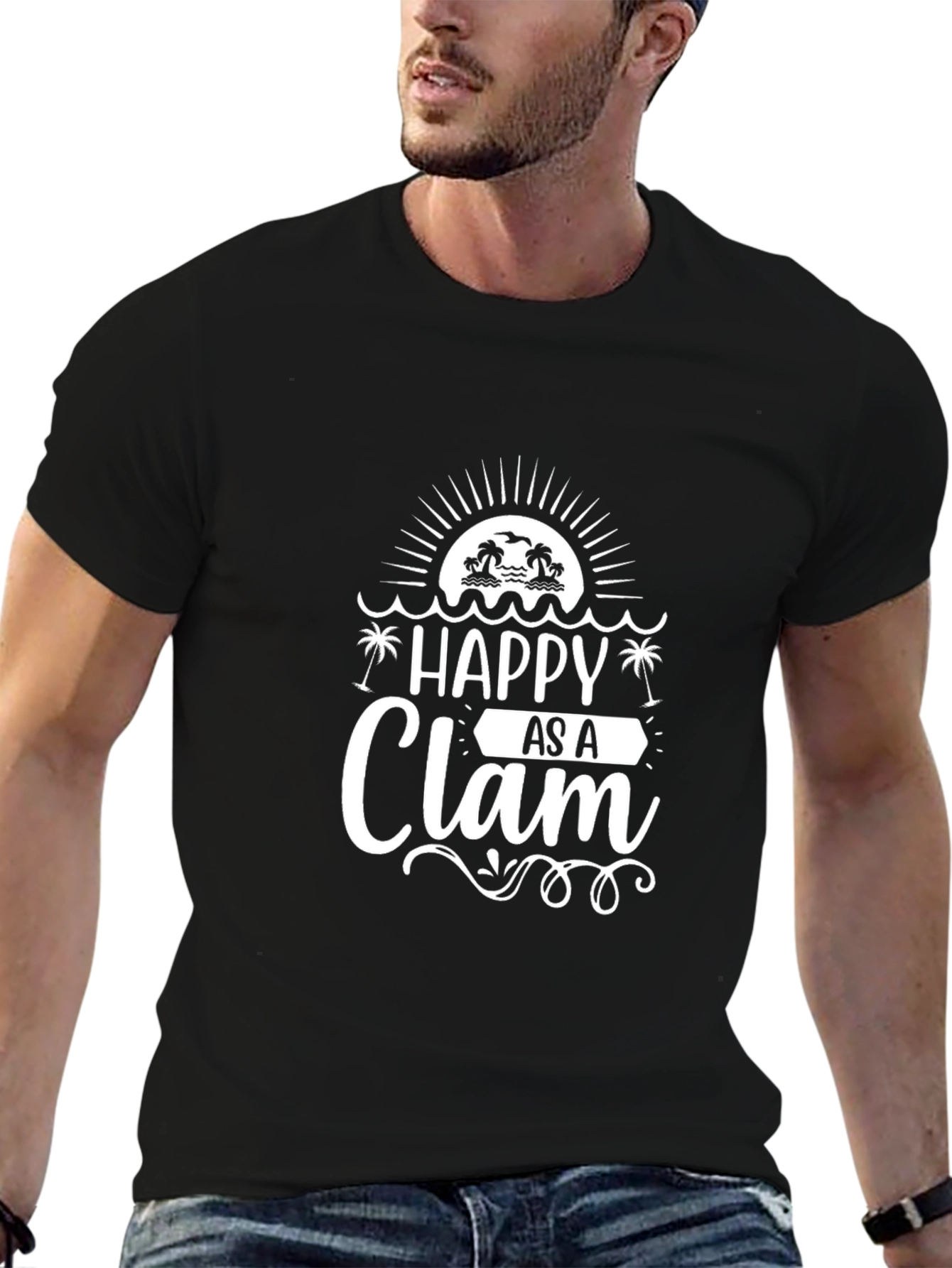 Happy as a Clam Graphic T-Shirt - Beach Vibes