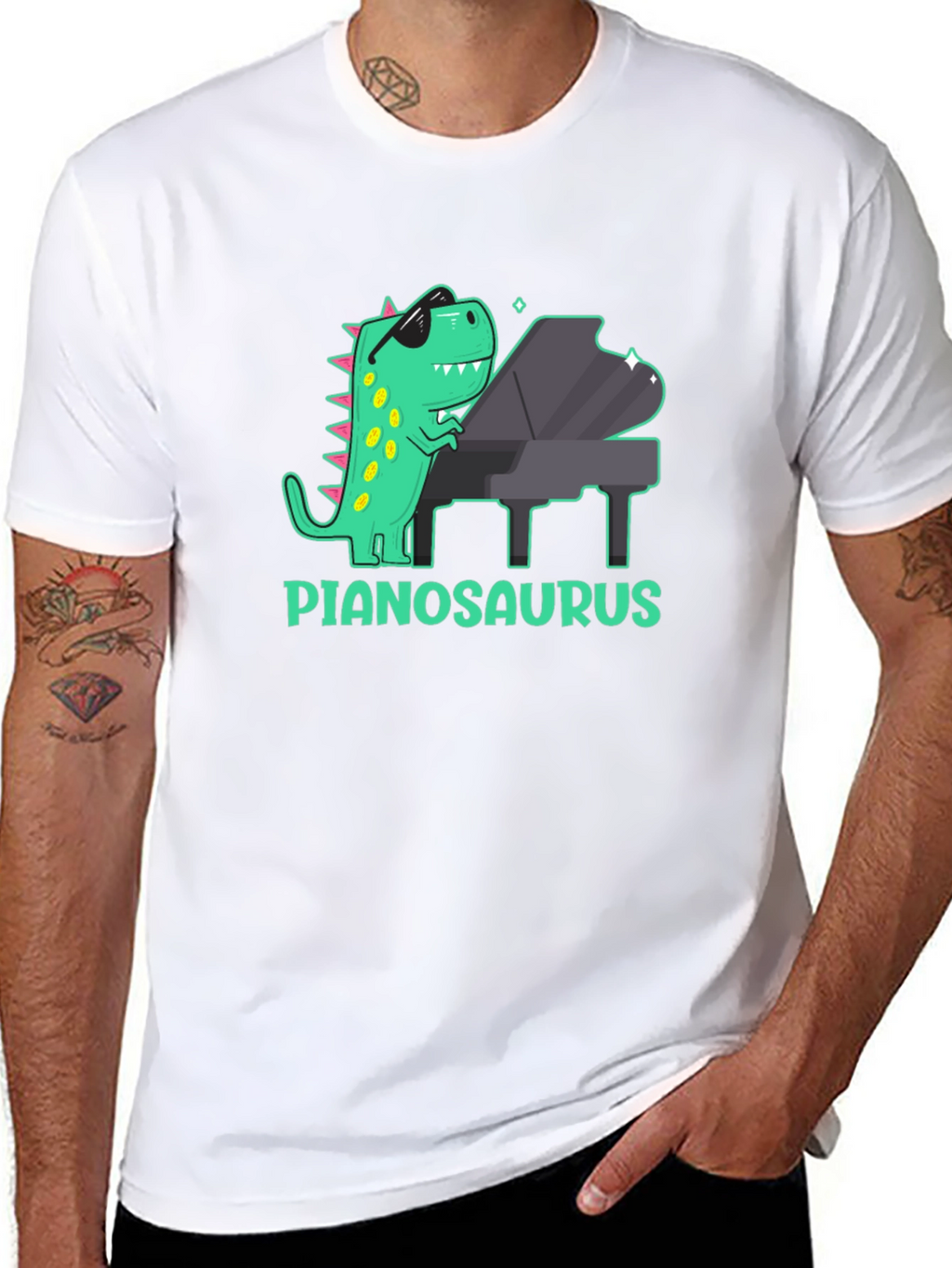 Pianosaurus T-Shirt: Dinosaur Playing Piano