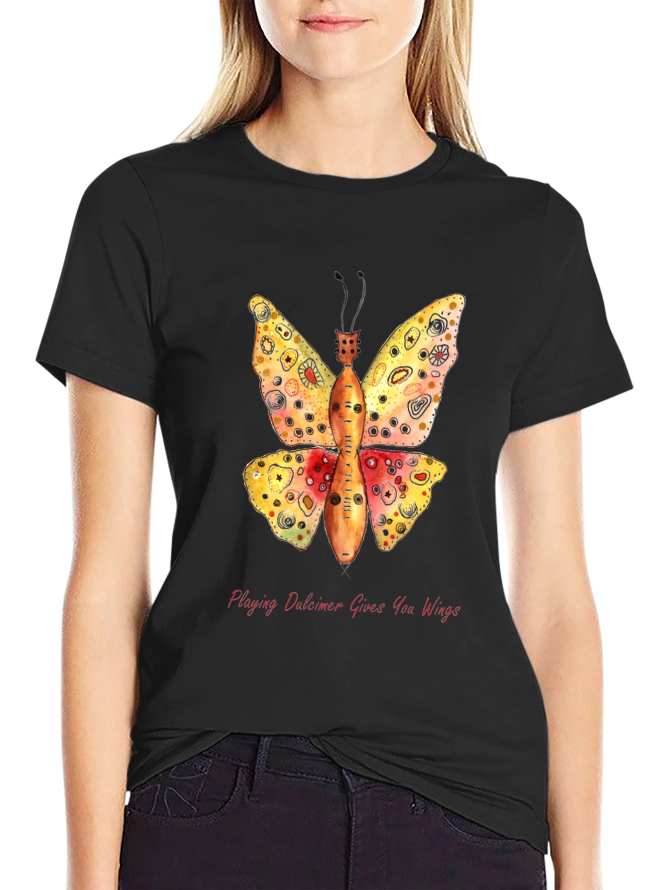 Dulcimer Butterfly Graphic T-Shirt - Play Music!