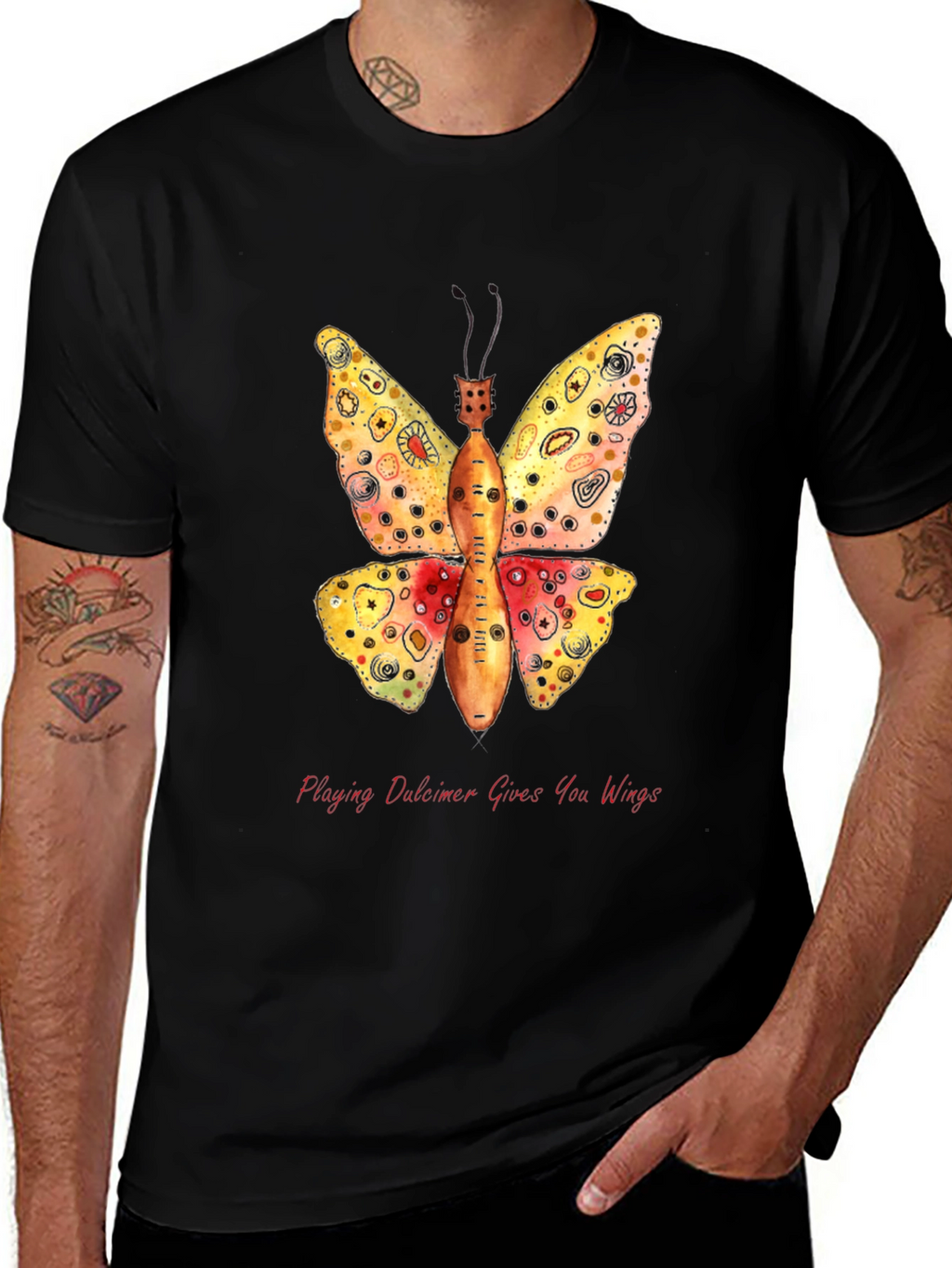 Dulcimer Butterfly Graphic T-Shirt - Play Music!
