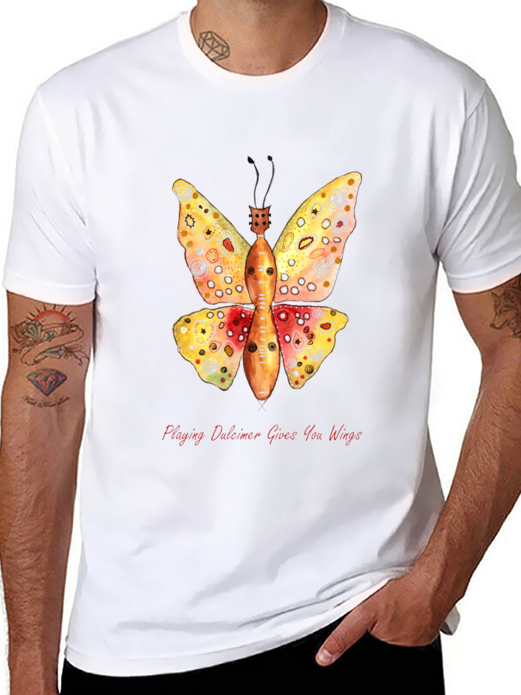 Dulcimer Butterfly Graphic T-Shirt - Play Music!