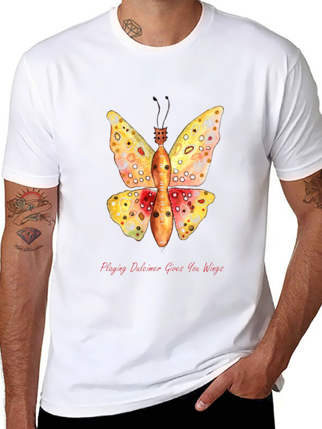 Dulcimer Butterfly Graphic T-Shirt - Play Music!
