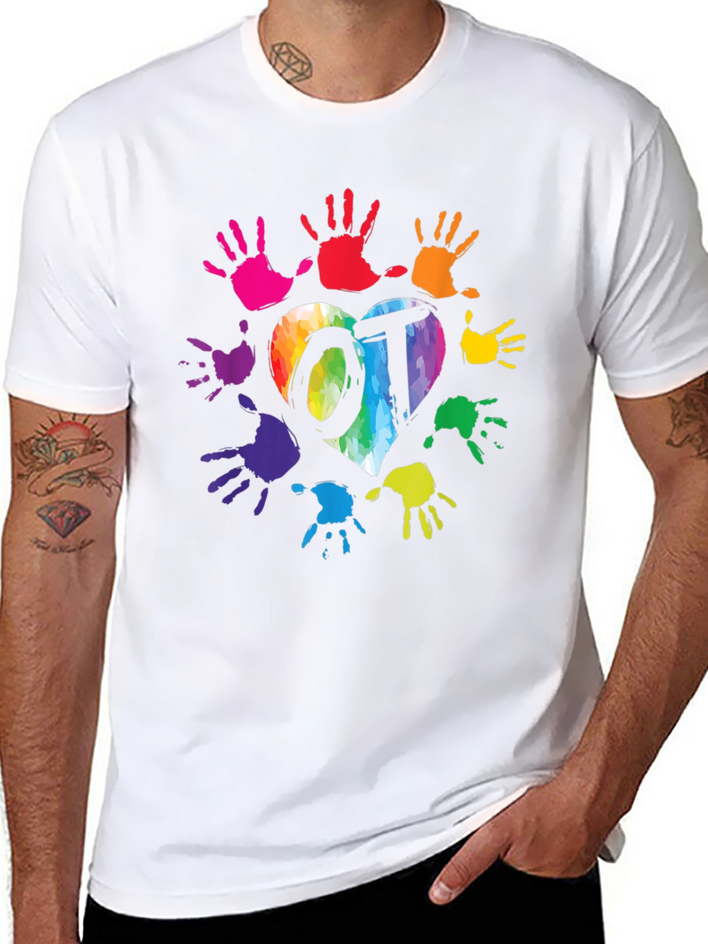 OT Rainbow Heart Handprint T-Shirt