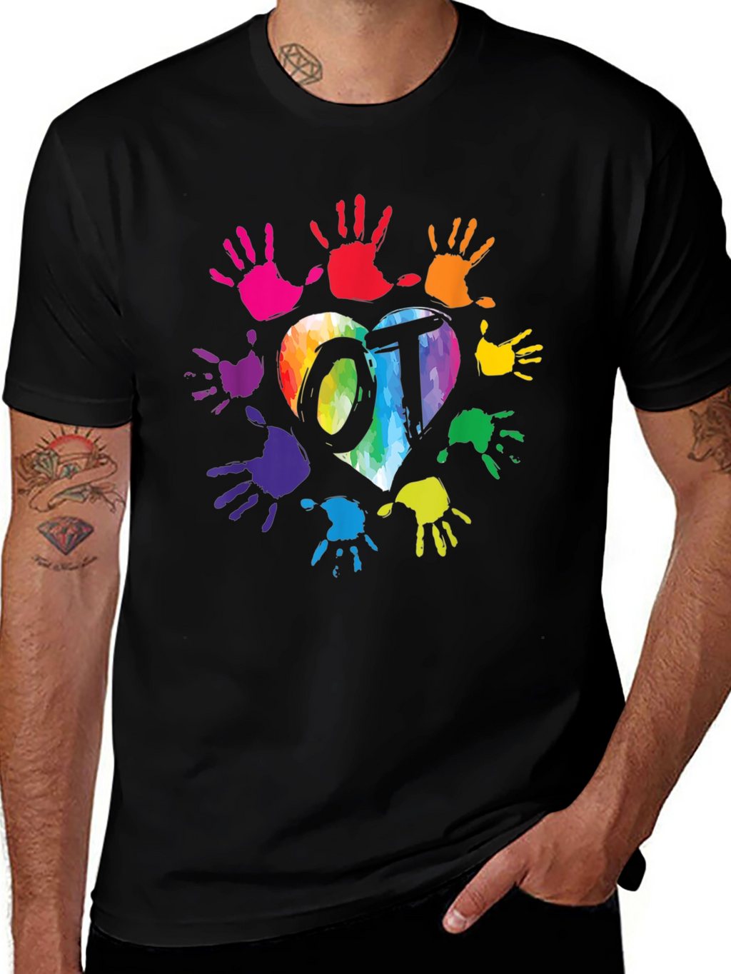 OT Rainbow Heart Handprint T-Shirt