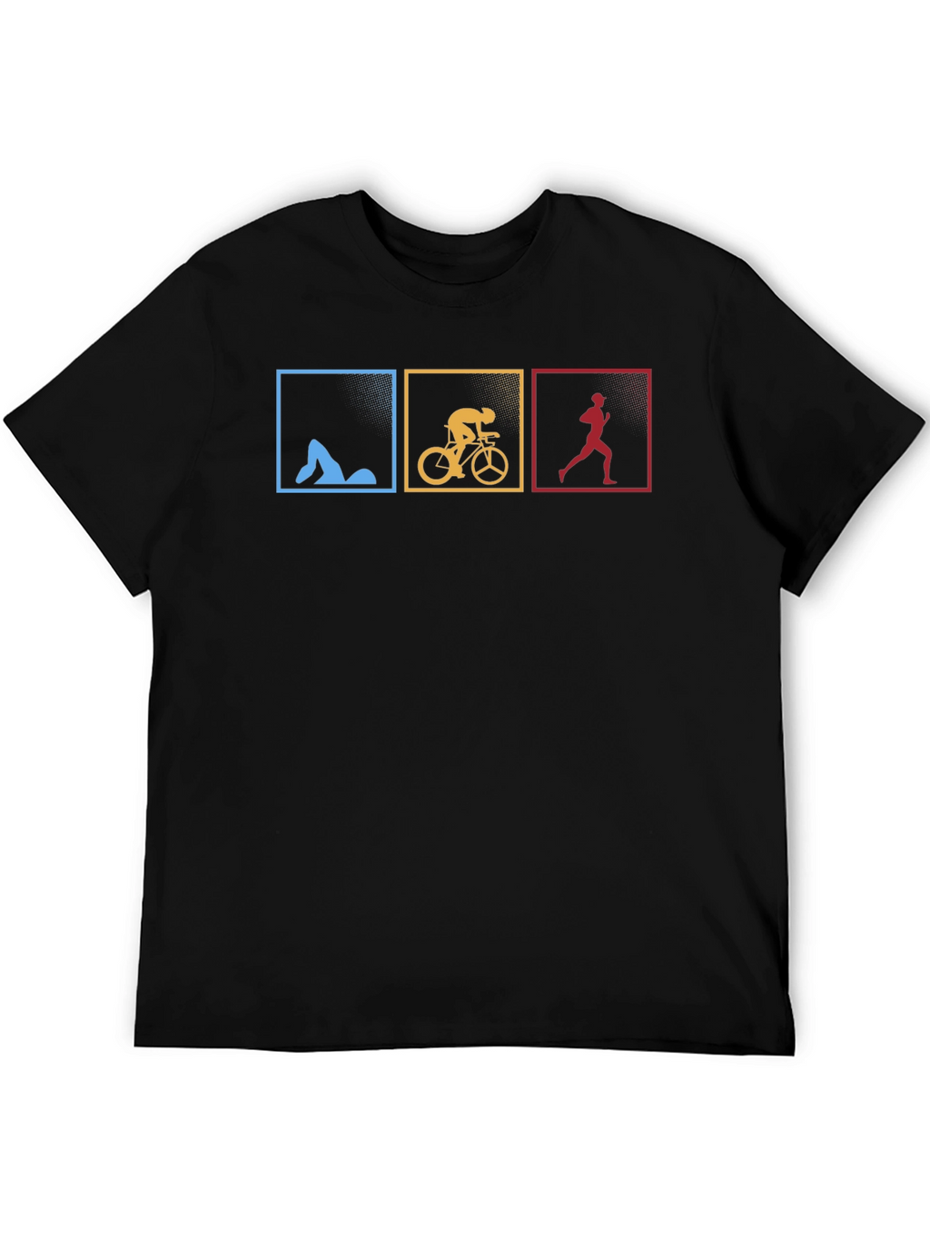 Triathlon Black T-Shirt - Swim Bike Run Design