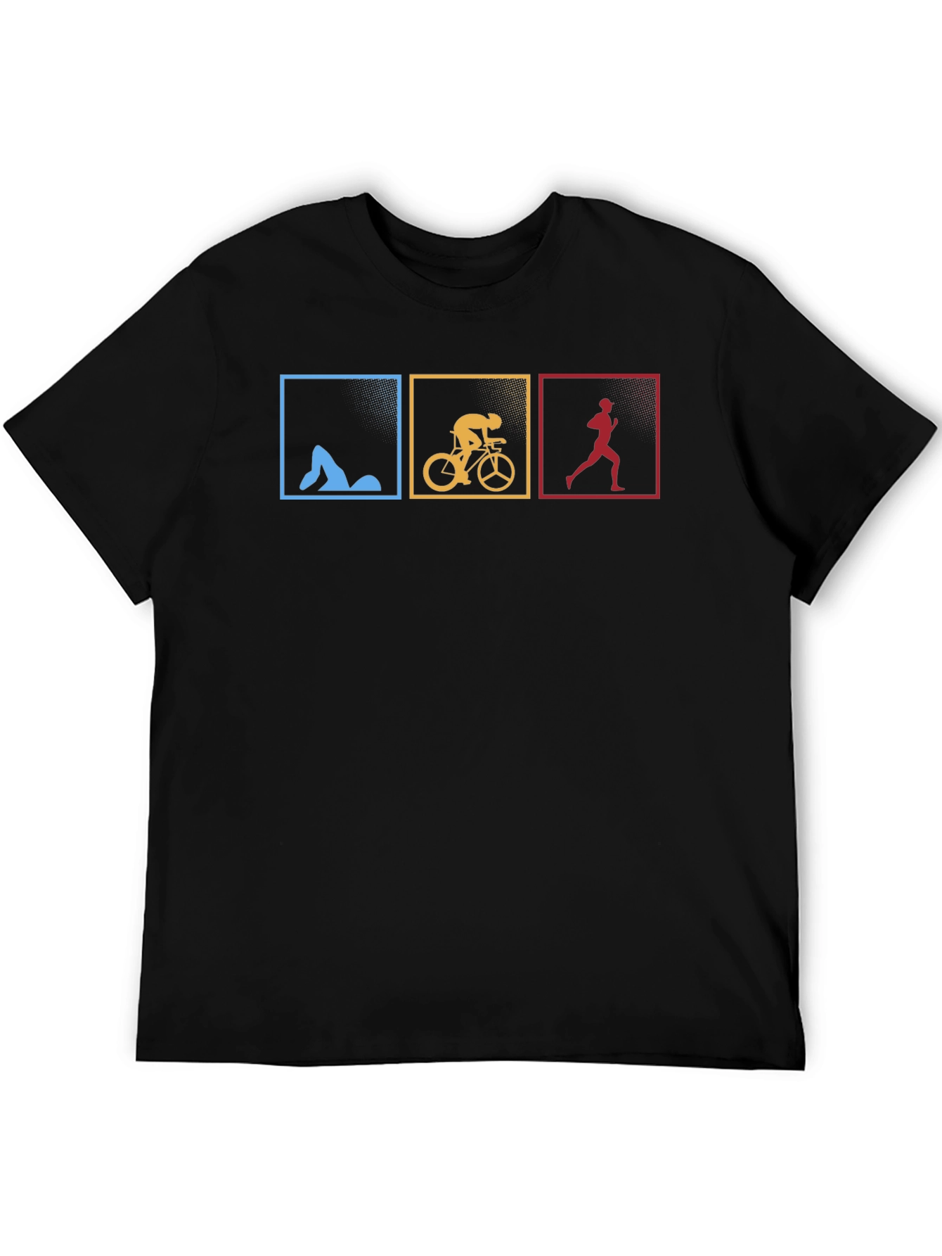Triathlon Black T-Shirt - Swim Bike Run Design