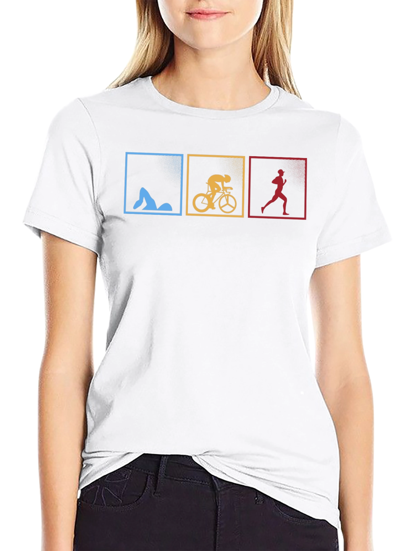 Triathlon Black T-Shirt - Swim Bike Run Design