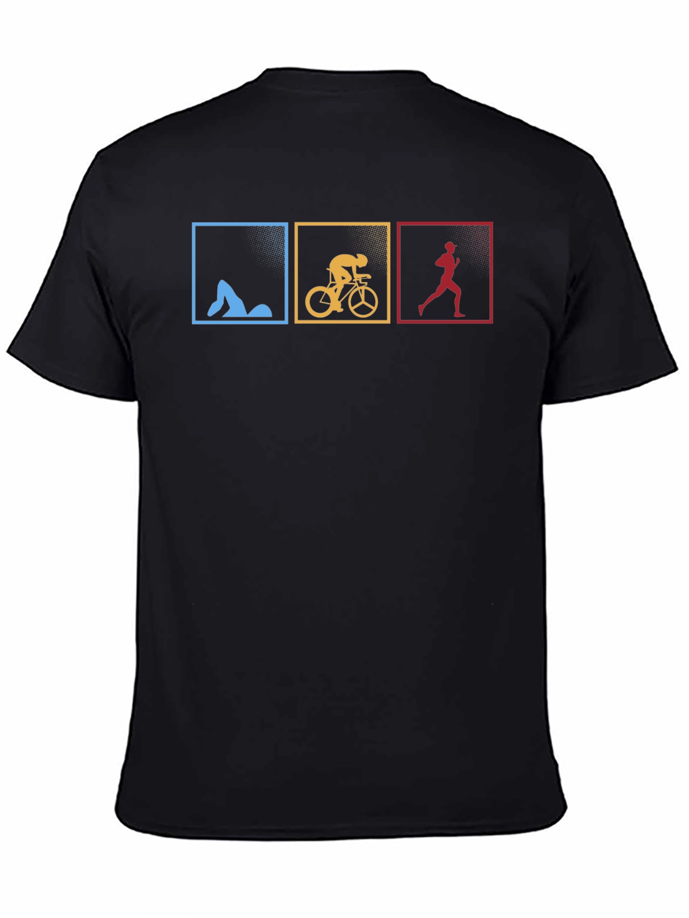 Triathlon Black T-Shirt - Swim Bike Run Design