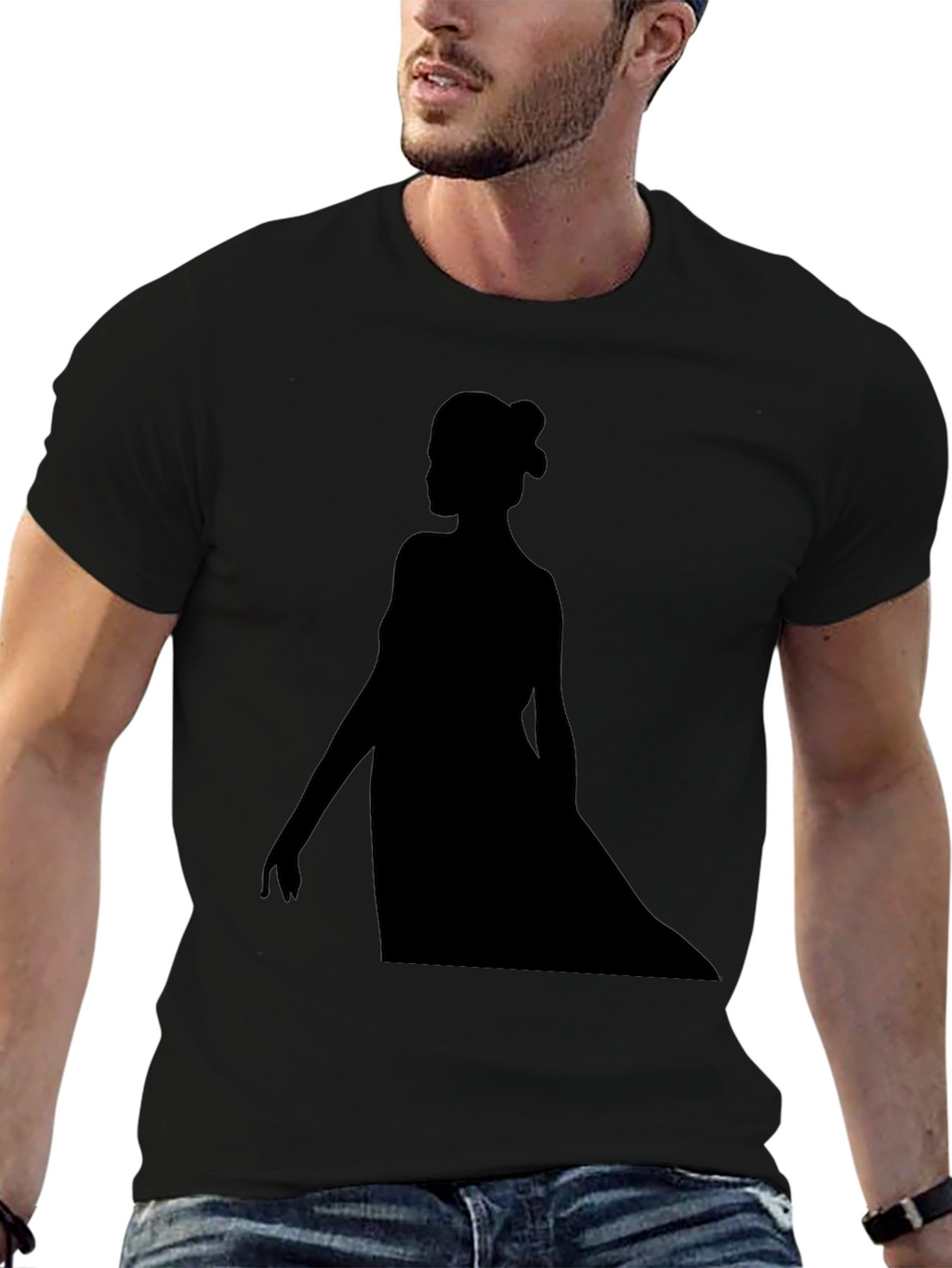 Elegant Silhouette Graphic T-Shirt - Black