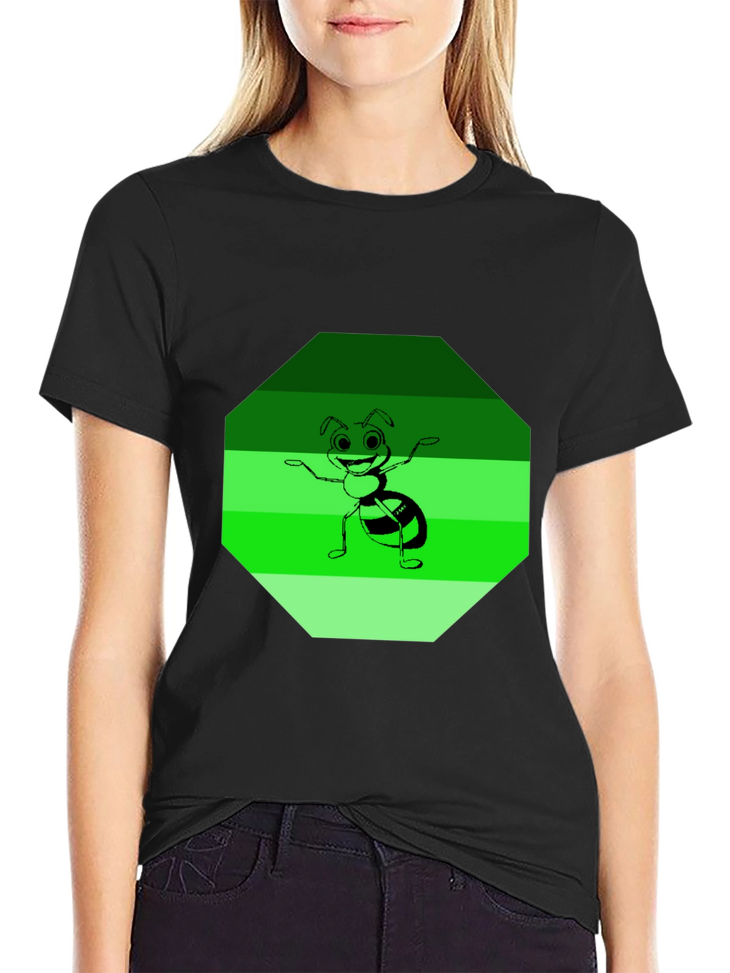 Ant Graphic Tee - Black Cotton Blend Casual Wear