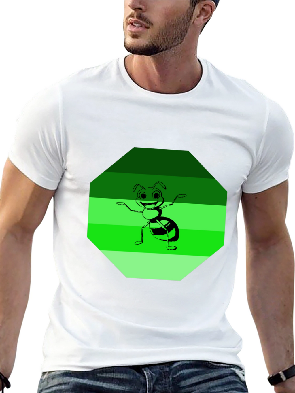 Ant Graphic Tee - Black Cotton Blend Casual Wear