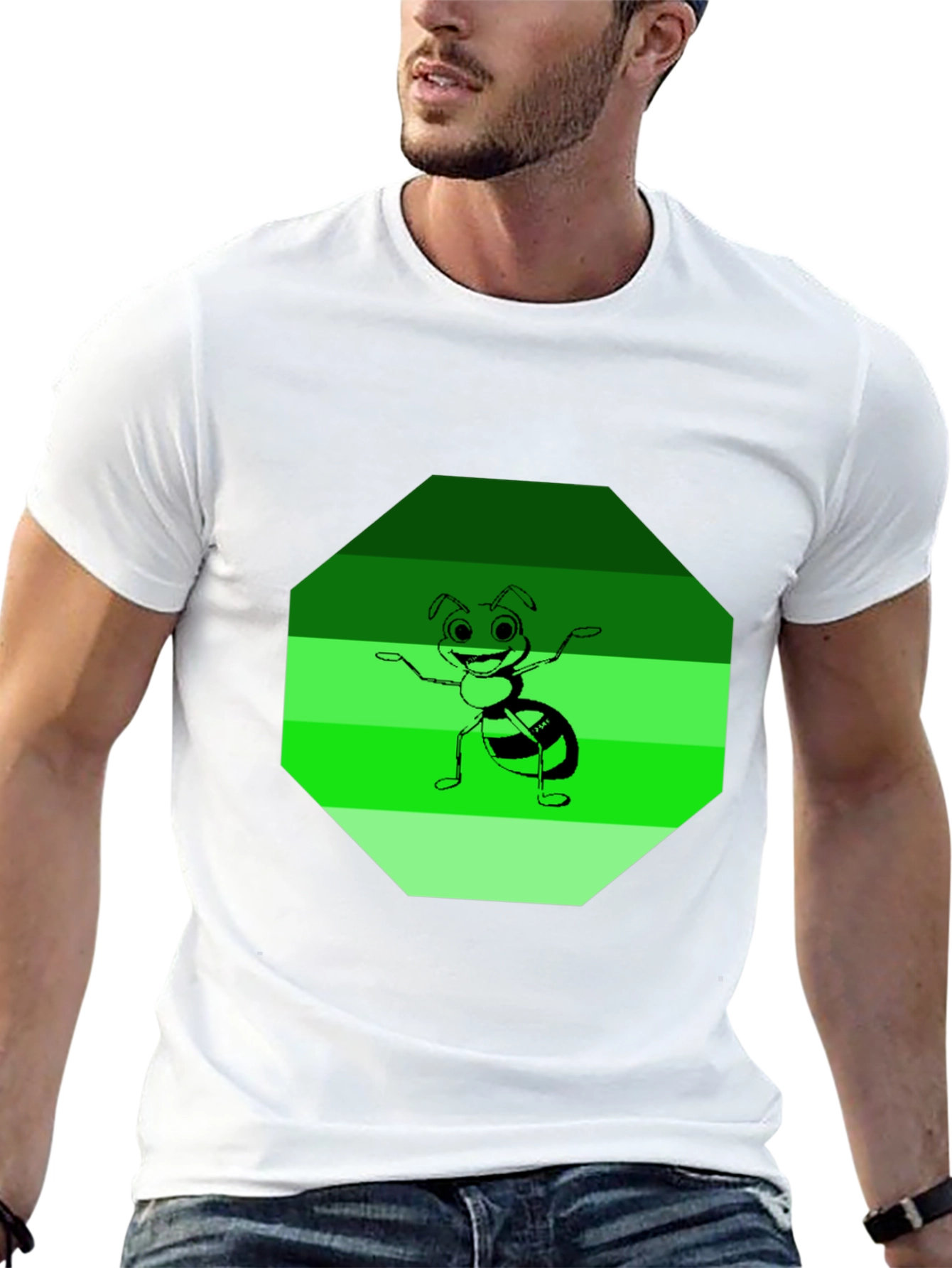 Ant Graphic Tee - Black Cotton Blend Casual Wear