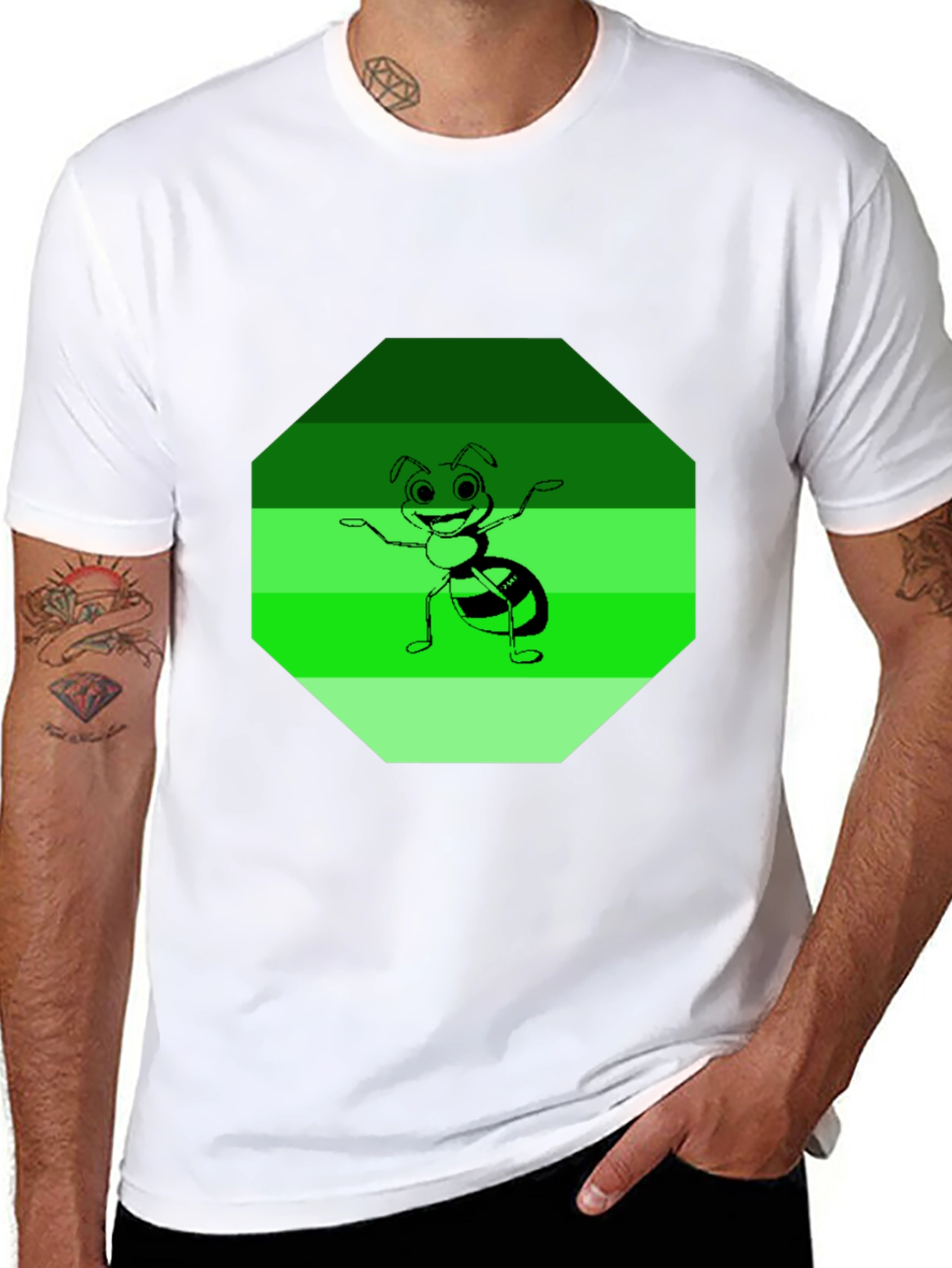 Ant Graphic Tee - Black Cotton Blend Casual Wear