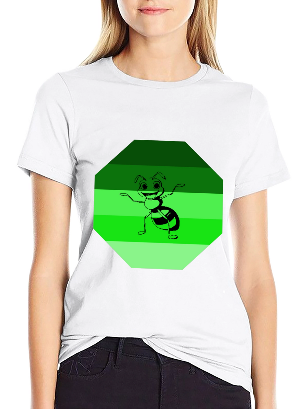 Ant Graphic Tee - Black Cotton Blend Casual Wear