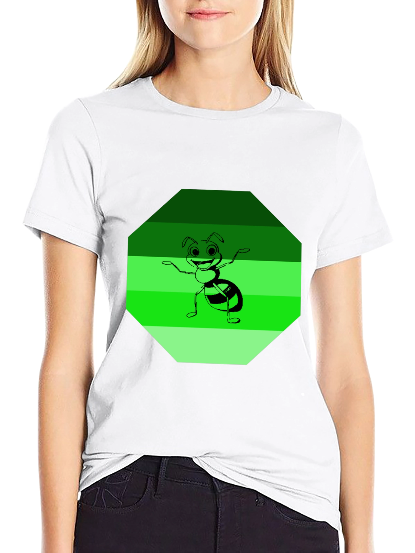 Ant Graphic Tee - Black Cotton Blend Casual Wear