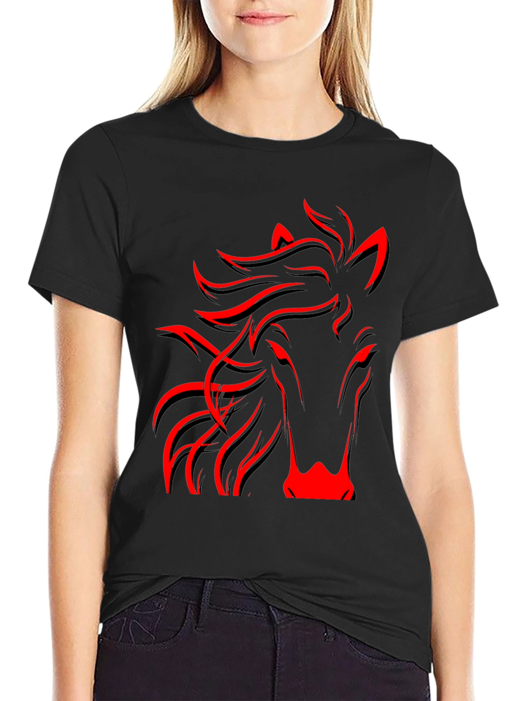 Red Horse Graphic Black Tee
