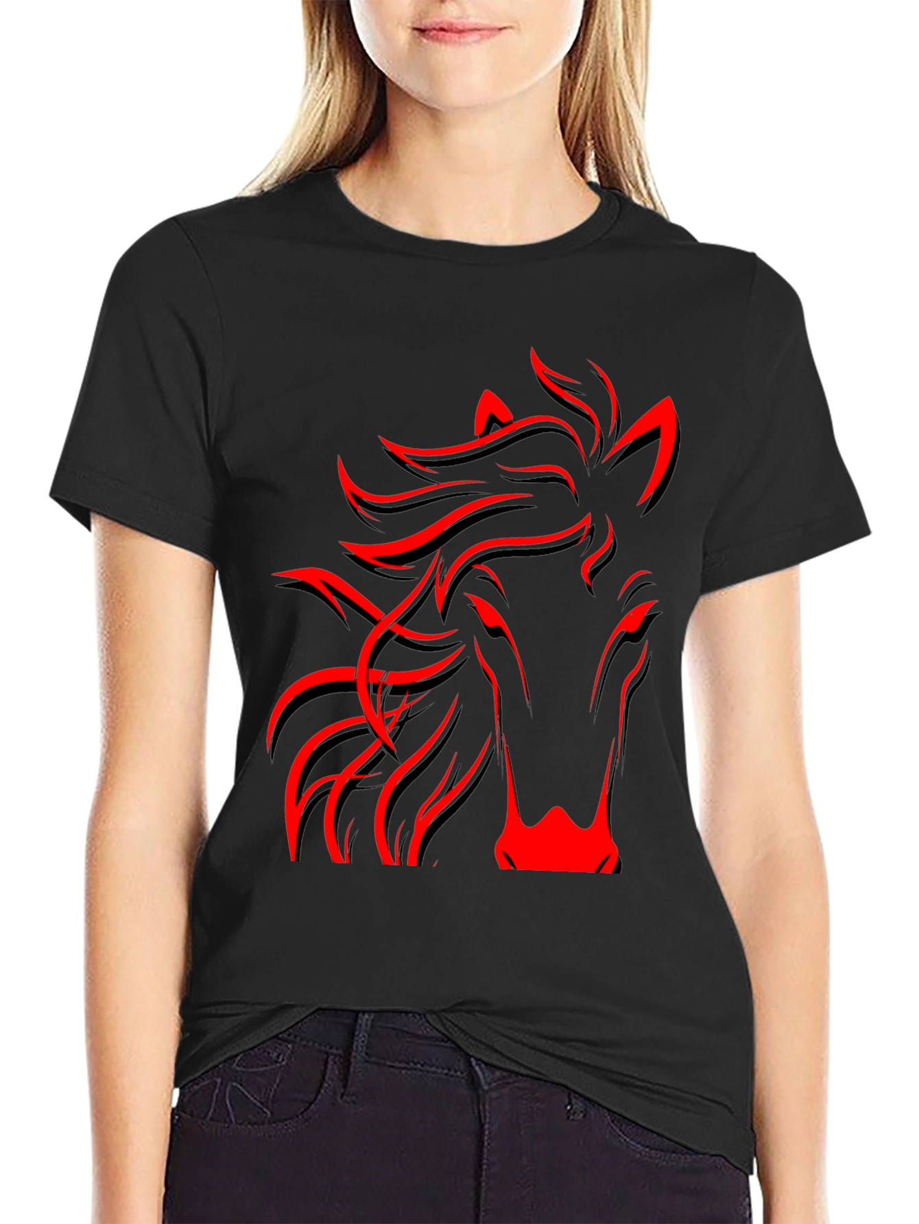 Red Horse Graphic Black Tee