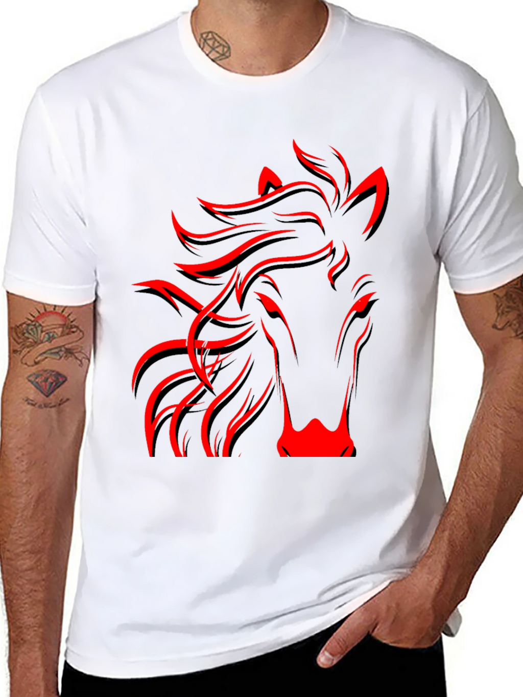 Red Horse Graphic Black Tee