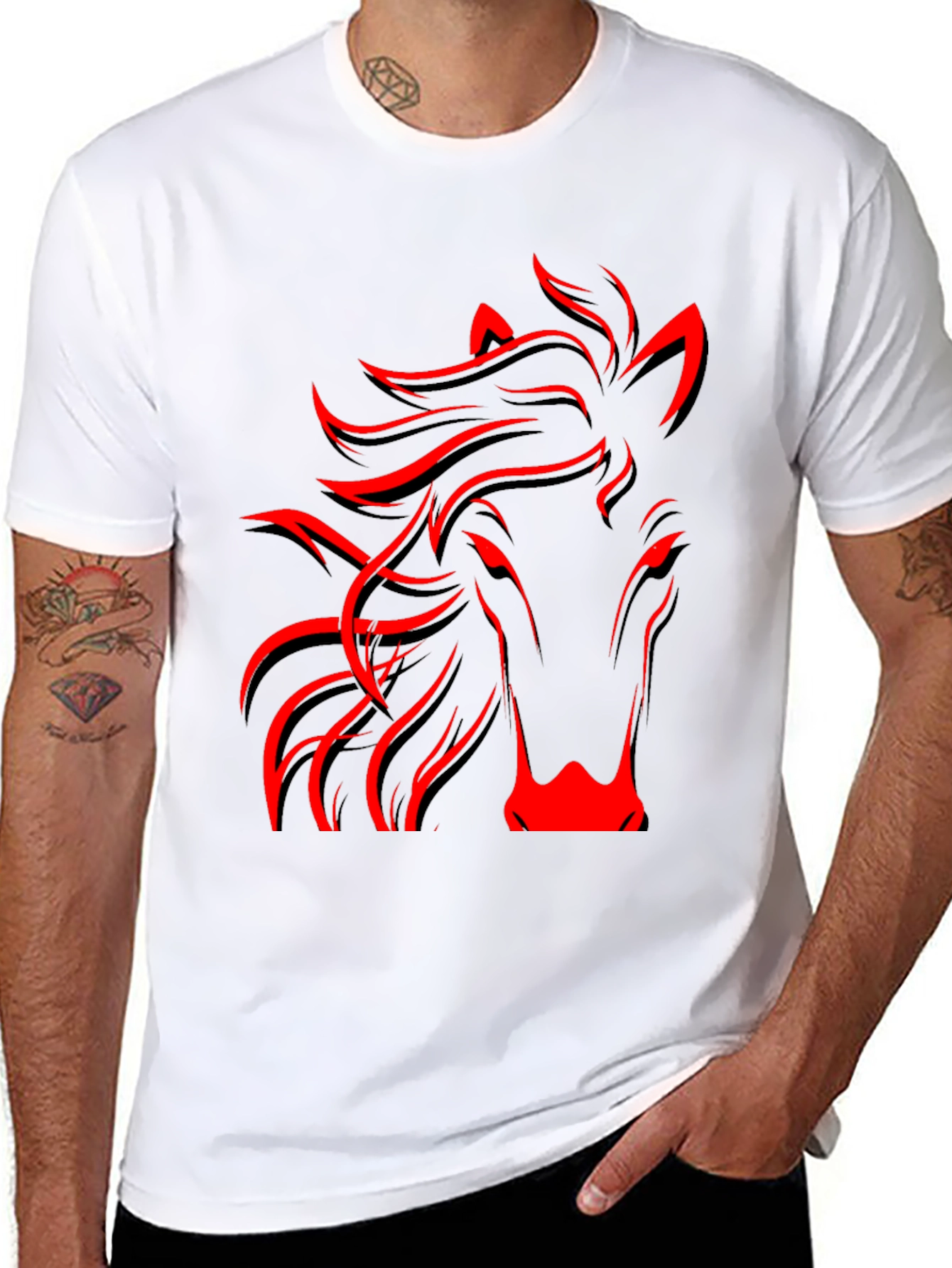 Red Horse Graphic Black Tee