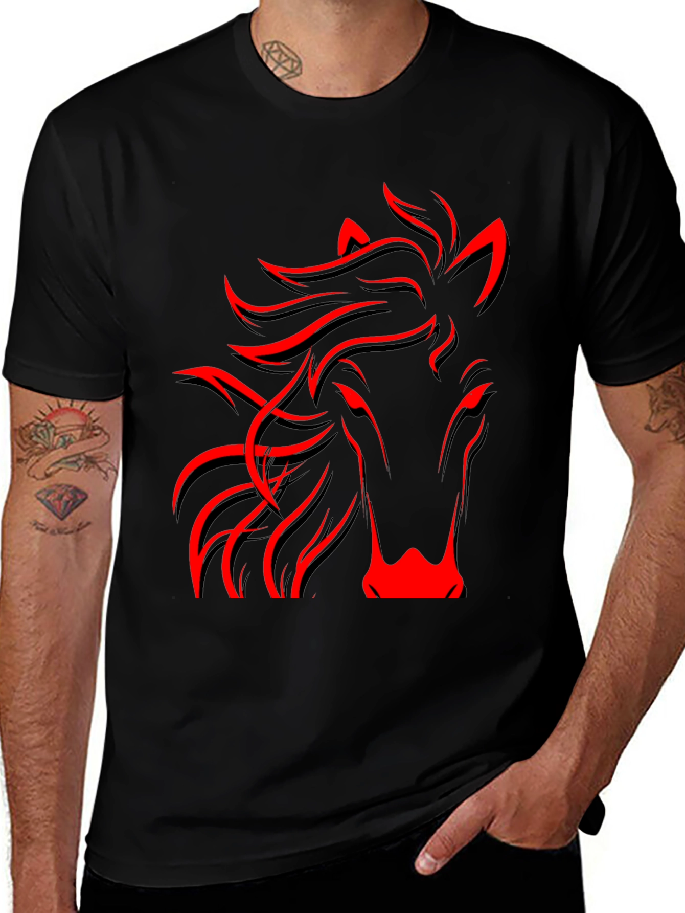 Red Horse Graphic Black Tee