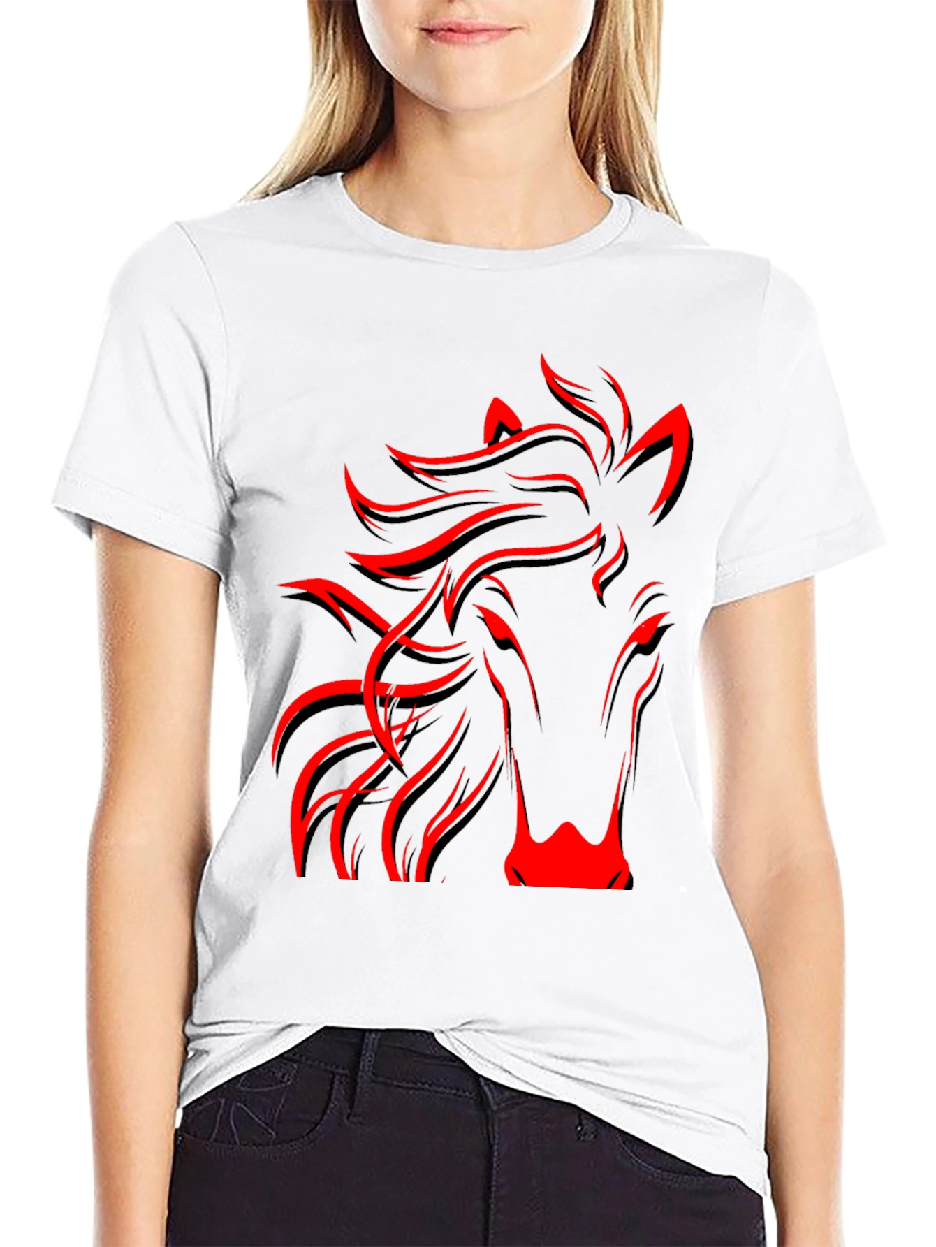 Red Horse Graphic Black Tee