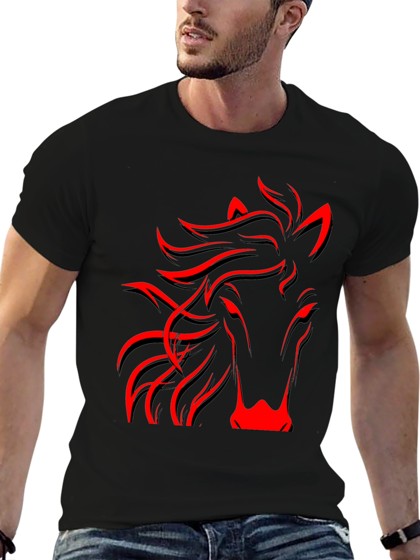 Red Horse Graphic Black Tee