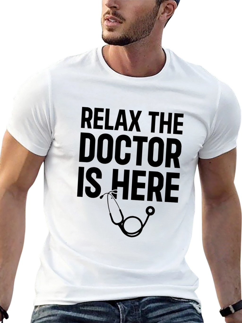 Relax The Doctor Is Here Black T-Shirt